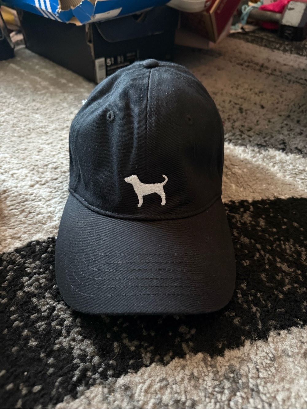 PINK Victoria's Secret Black Baseball Cap with White Dog Logo